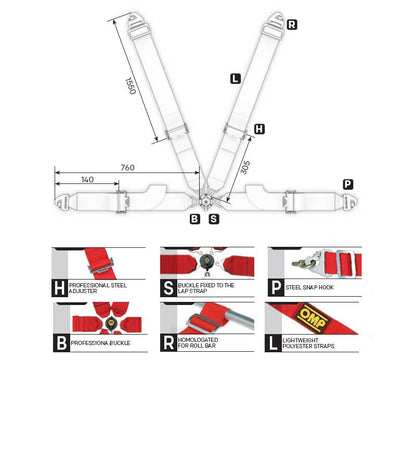 Cinture di sicurezza 4 PUNTI FIA 8854-98 OMP
