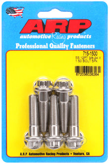"3/8""-24 x 1.500 12pt 7/16 wrenching SS bolts" (5pcs)