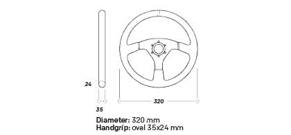 Volante da Corsa piatto 320 Alu Sp in pelle scamosciata OMP