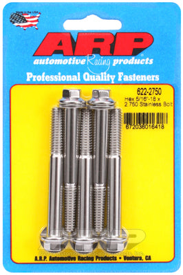 "5/16""-18 x 2.750 hex SS bolts"