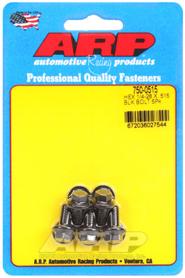 "1/4""-28 x .515 hex black oxide bolts" (5pcs)
