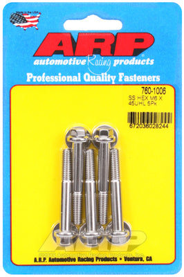 ARP M6 x 1.00 x 45 Hex SS Bolts (5/pkg)