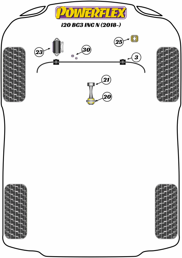 Boccola Barra Stabilizzatrice Anteriore 20mm POWERFLEX - Hyundai I20N
