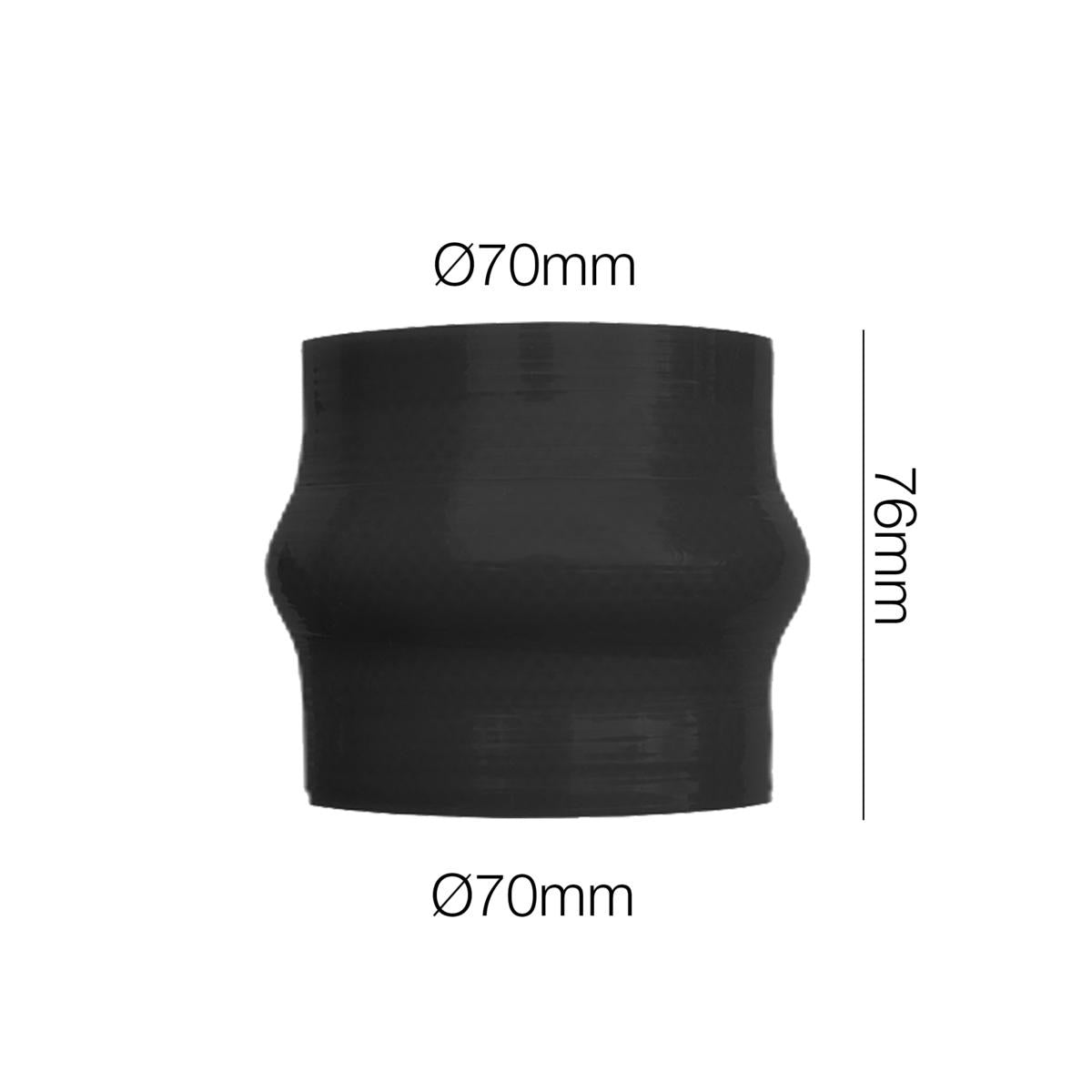 Manicotto dritto a soffietto lunghezza 76MM in silicone nero rinforzato MANITOR