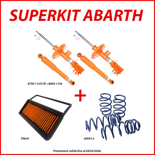 promo superkit abarth assetto koni molle h&r filtro sprint filter