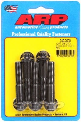 "3/8""-24 x 2.000 12pt black oxide bolts" (5pcs)