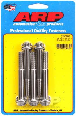 "3/8""-24 x 3.000 12pt 7/16 wrenching SS bolts" (5pcs)