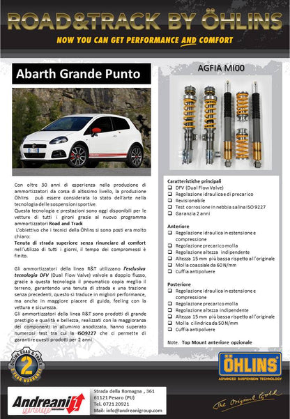 Kit di Ammortizzatori "Road & Track" Ohlins Andreani - Abarth Grande Punto / Punto Evo