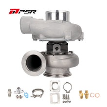PSR3582 Compact Dual Ball Bearing Turbocharger - STAINLESS STEEL V-BAND INLET, V-BAND OUTLET, 0.64A/R + T4 Adapter