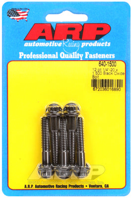 "1/4""-20 x 1.500 12pt black oxide bolts" (5pcs)