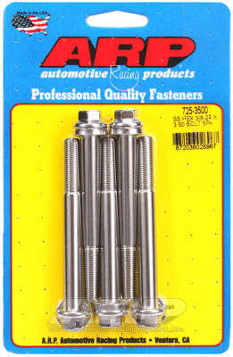 "3/8""-24 x 3.500 hex 7/16 wrenching SS bolts" (5pcs)