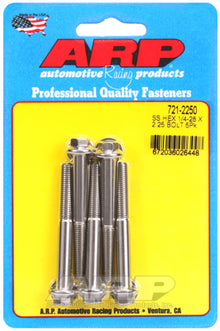 "1/4""-28 x 2.250 hex SS bolts" (5pcs)