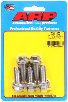 "3/8""-24 x 1.000 hex 7/16 wrenching SS bolts" (5pcs)