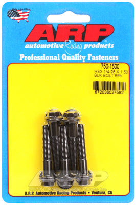 "1/4""-28 x 1.500 hex black oxide bolts" (5pcs)