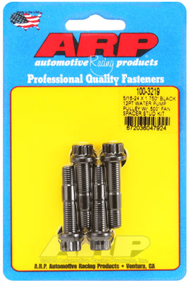 ARP 5/16-24x1.750 black 12pt WP pully w/.500" fan spcr stud