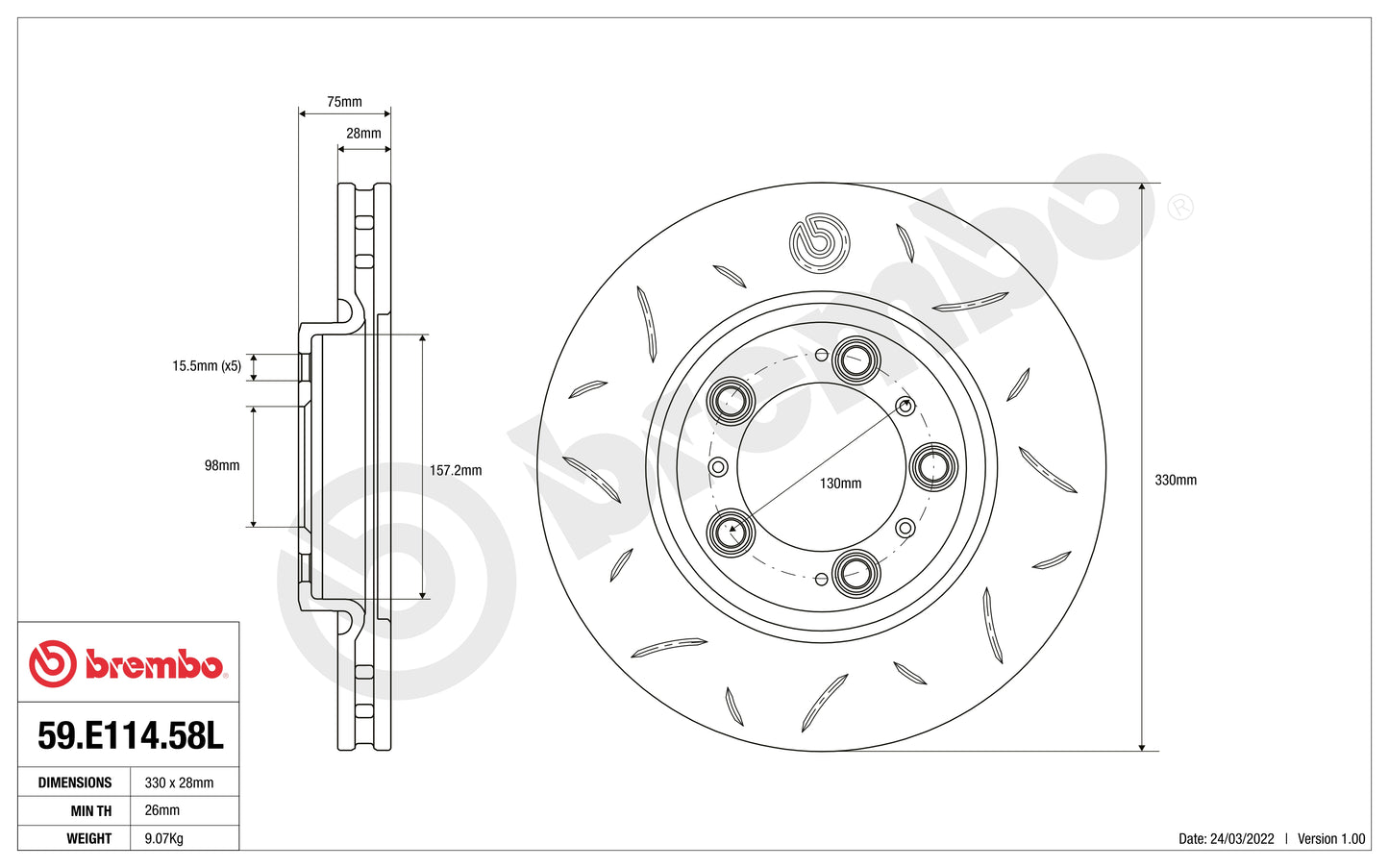 Disco Brembo Sport 59.E114.58L - Autobox