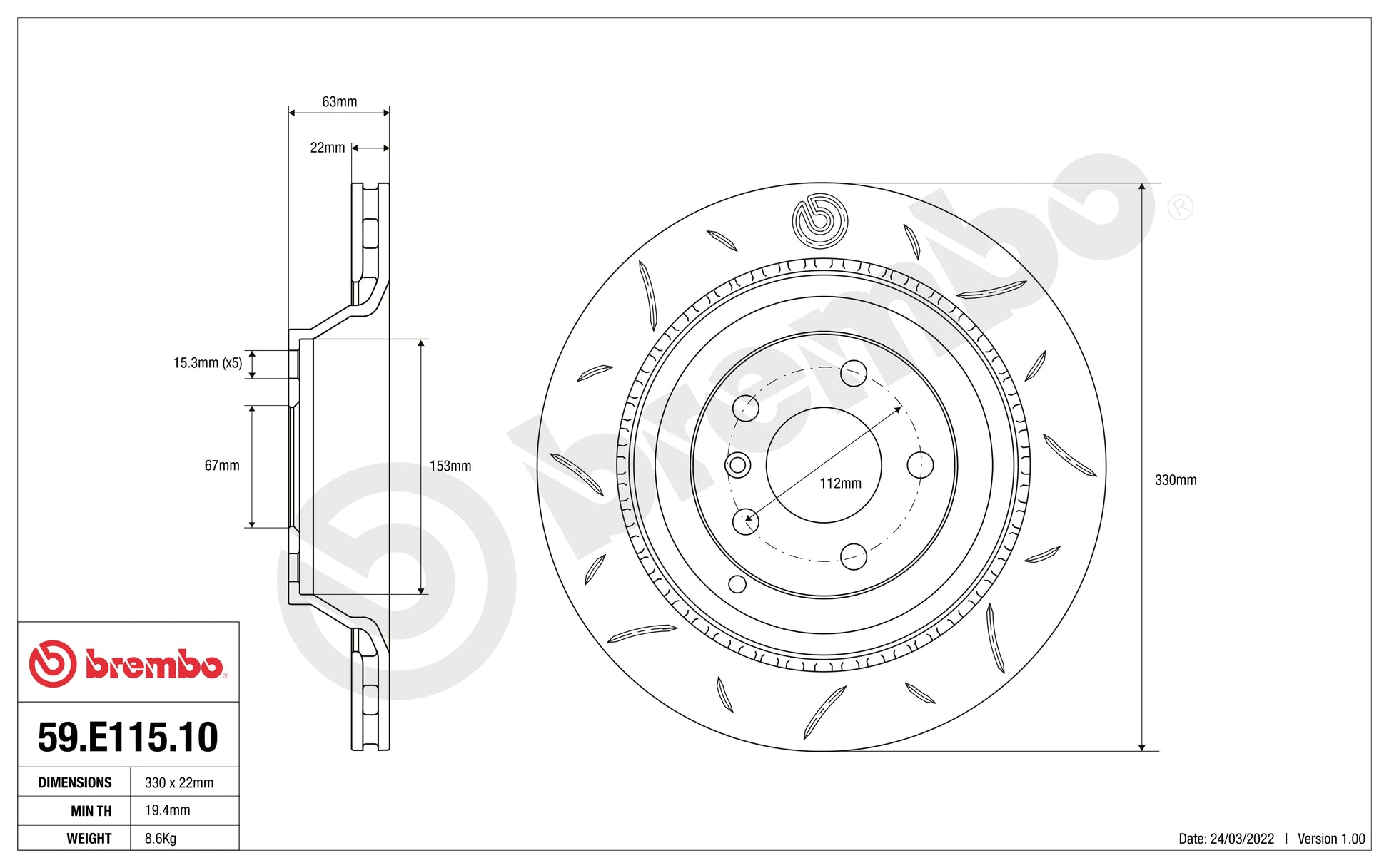 Disco Brembo Sport 59.E115.10 - Autobox