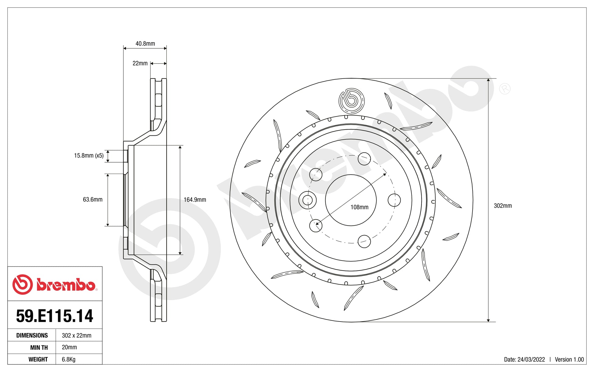 Disco Brembo Sport 59.E115.14 - Autobox
