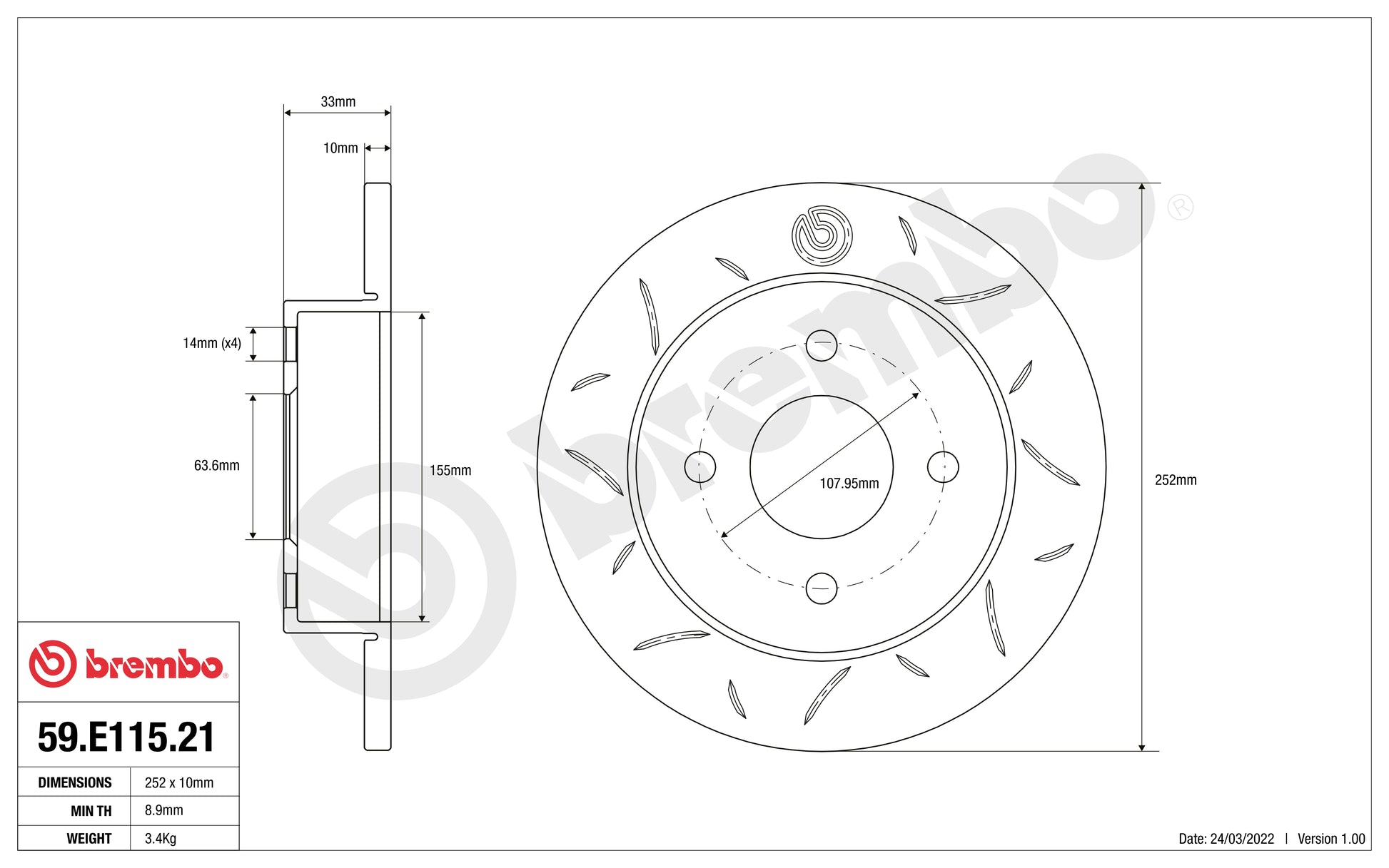 Disco Brembo Sport 59.E115.21 - Autobox