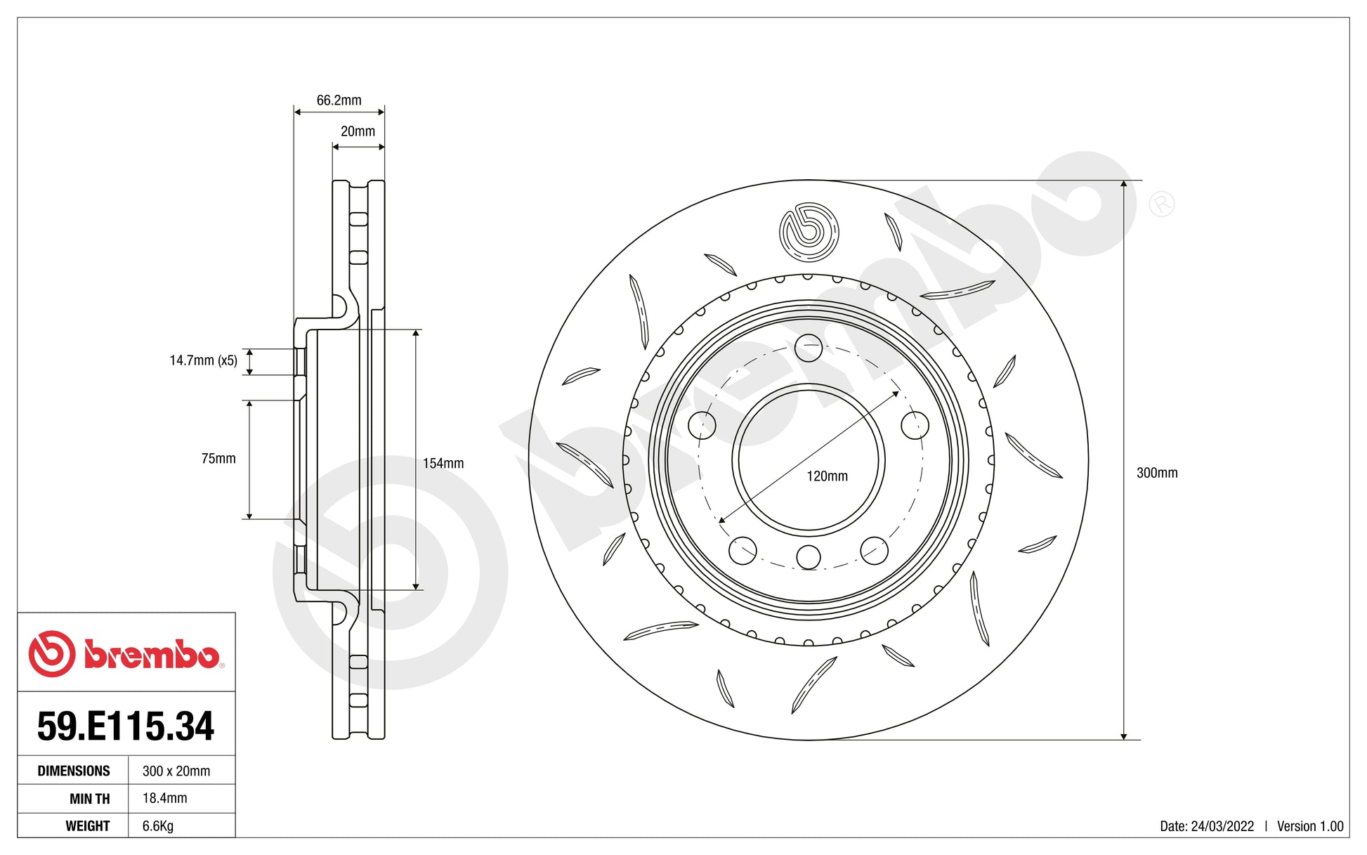 Disco Brembo Sport 59.E115.34 - Autobox