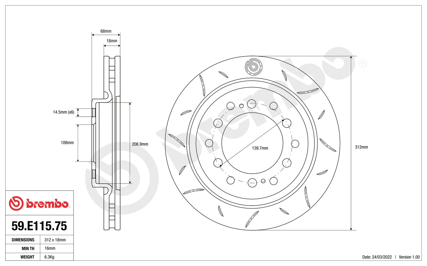 Disco Brembo Sport 59.E115.75 - Autobox