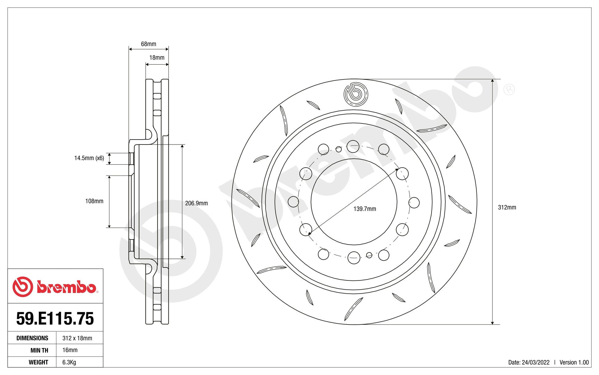Disco Brembo Sport 59.E115.75 - Autobox