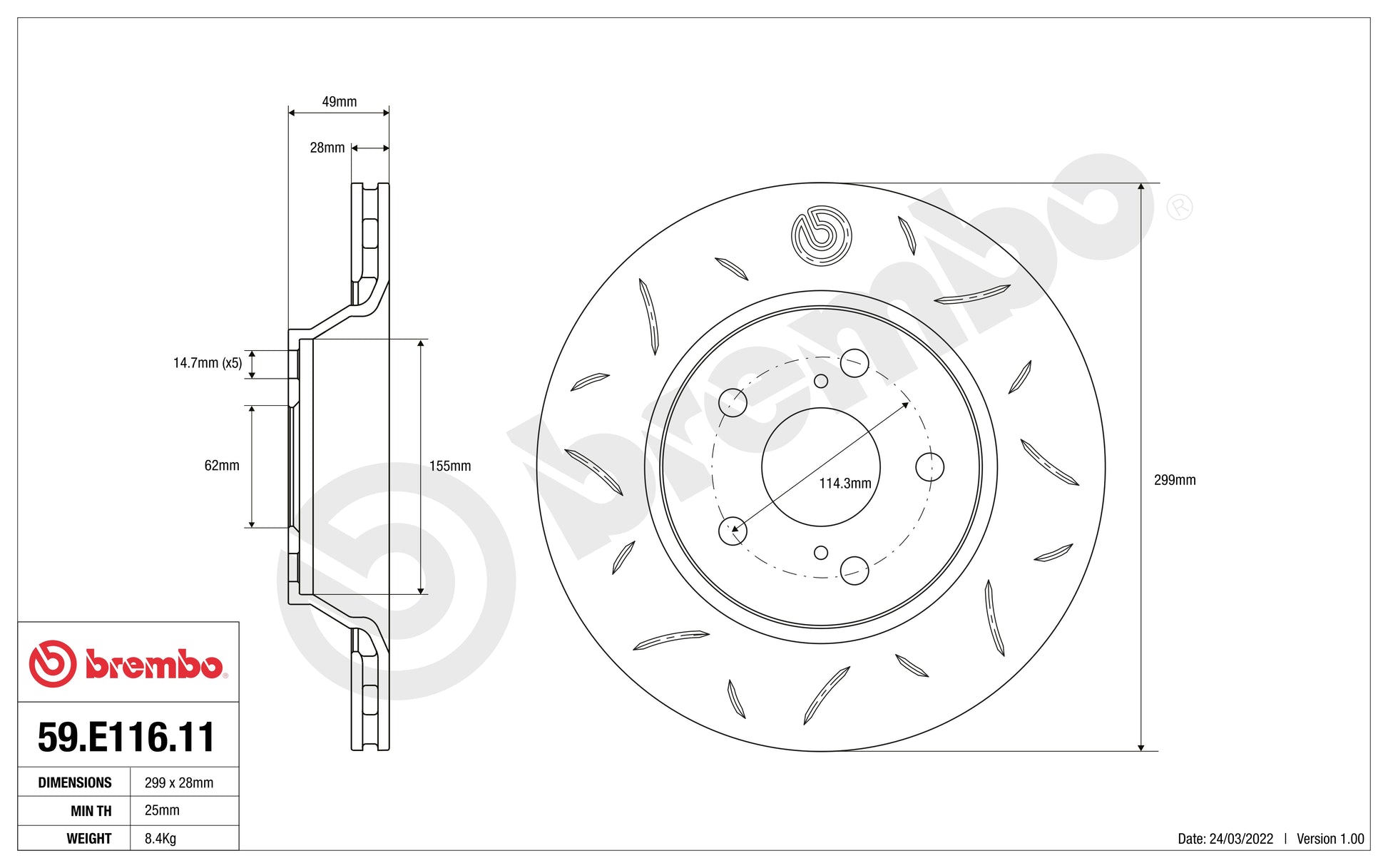 Disco Brembo Sport 59.E116.11 - Autobox